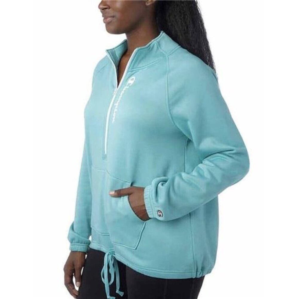 Champion Women's Quarter Zip Pullover Fleece Jacket (Blue Teal, XX-Large) - Picture 4 of 4